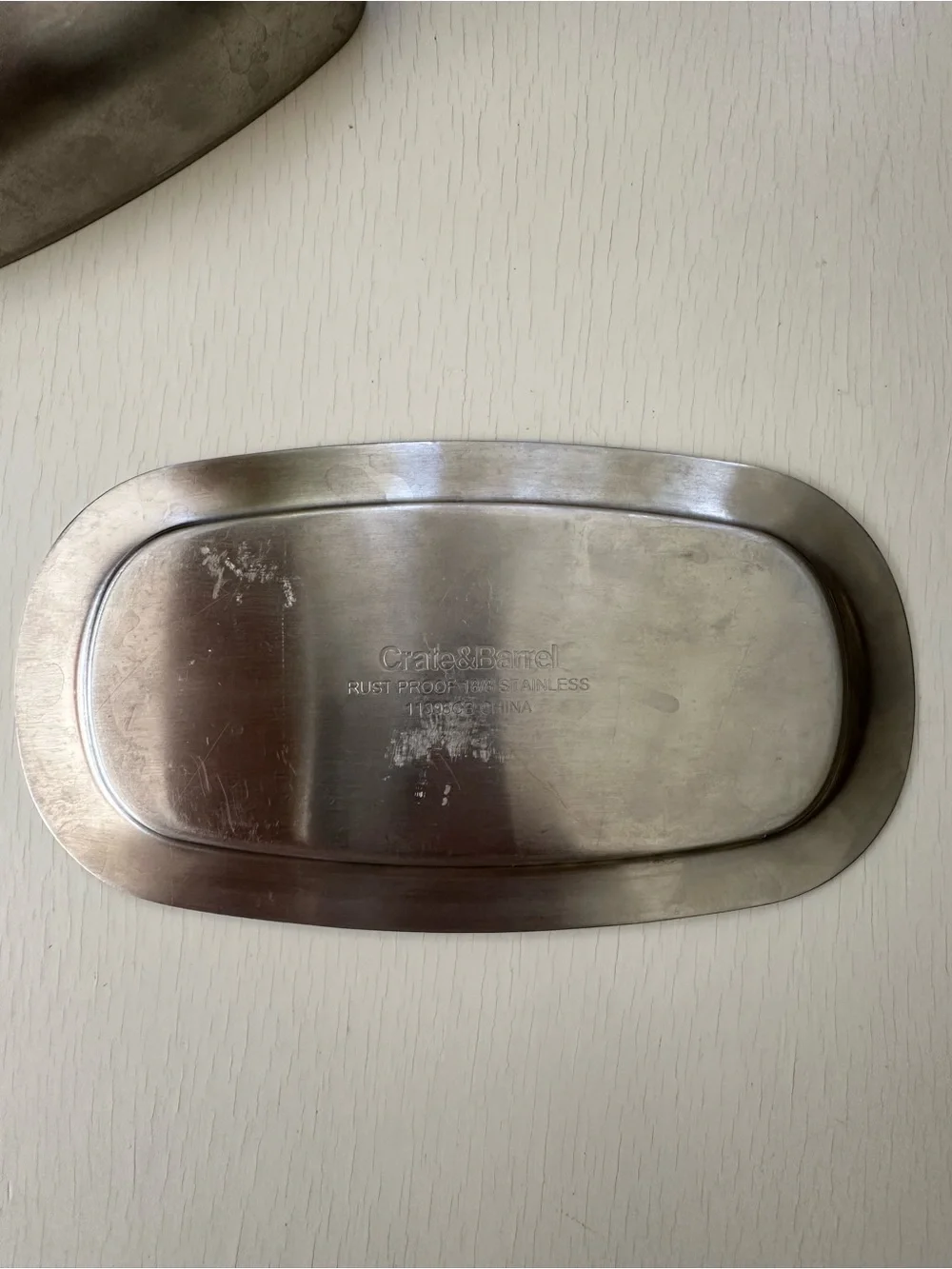 Crate&Barrel Stainless Steel Butter Dish